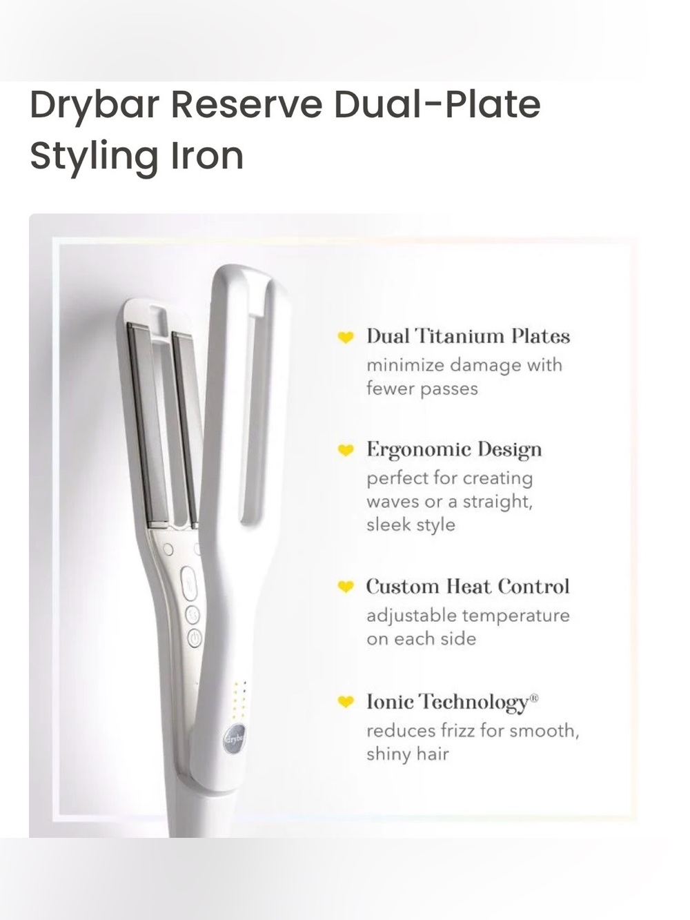 AUTHENTIC DRY BAR TESWRVE DUAL PLATE STYLING IRON - NEW WITHOUT BOX